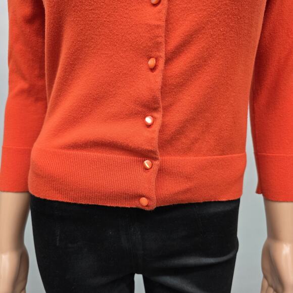 J. Crew Jackie Cardigan Sweater Women S Cotton Blend Orange Pearl Button down - Picture 6 of 13